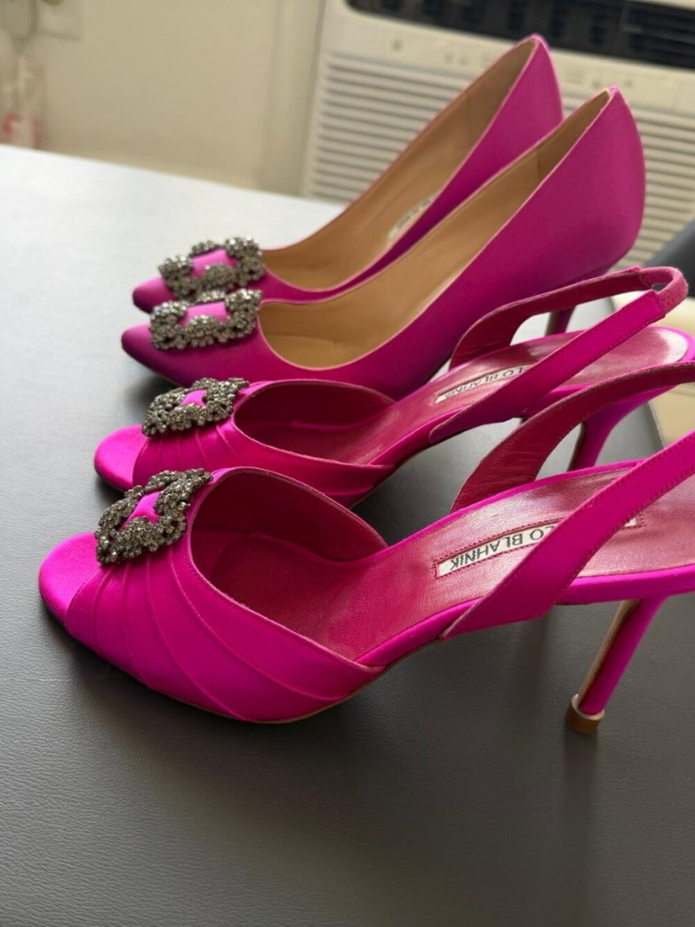 Bundle - Manolo Blahnik Hot Pink Satin Crystal Heels — Brand New 💕✨ - Picture 10 of 12